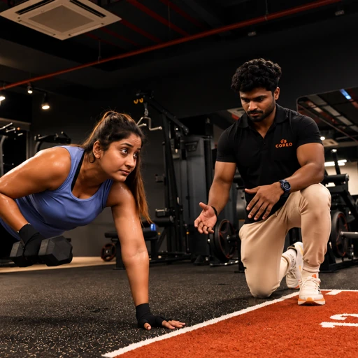 A screen-guided workout in a gym.